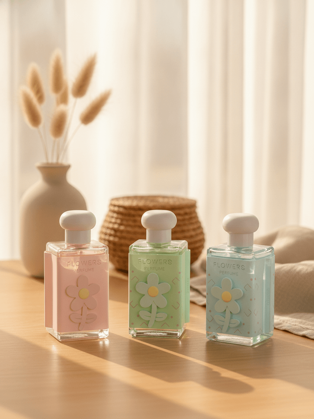 علب عطر أطفال باوباو بنقشة الزهرة باللون الأخضر الفاتح من ميدو